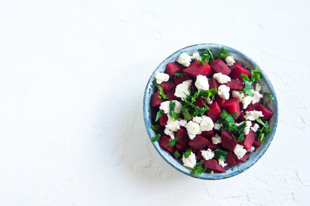 Beet and Feta Cheese Salad with Parsley. Healthy vegetarian diet detox vegan raw food. Vegetable and...