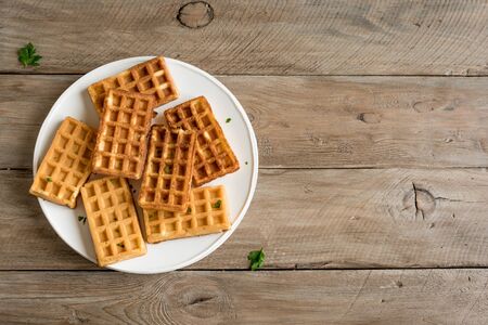 Savory egg and cheese waffles (chaffles) for breakfast. Keto (ketogenic) recipe - morning protein...