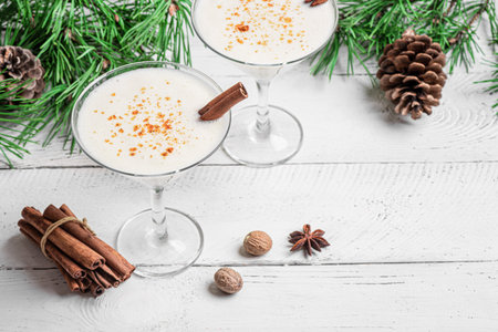 Eggnog mocktail for Christmas and winter holidays.の写真素材