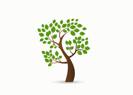 green tree silhouette isolated on white background, vectorのイラスト素材