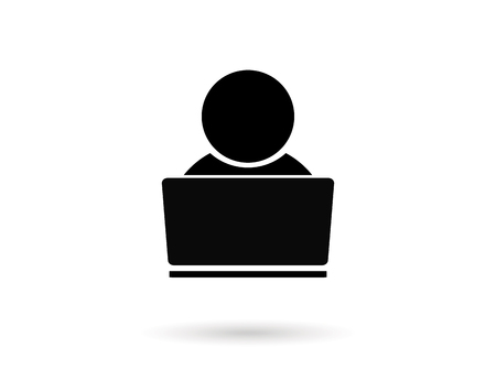 Businessman working on computer. Vectorのイラスト素材