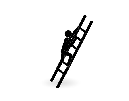 Man climbs up the stairsのイラスト素材