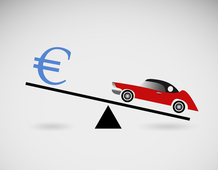 Scales with car and euroのイラスト素材