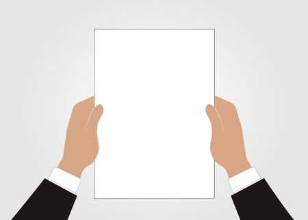 Business design. Hands holding contract. Flat illustrationのイラスト素材