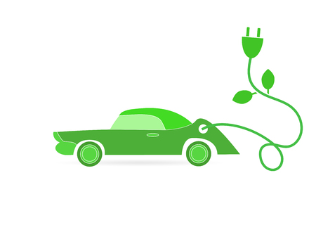 Electric car design over white backgroundのイラスト素材