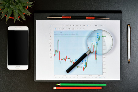 Financial printed paper charts, graphs and diagramsの写真素材
