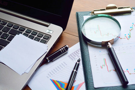 Financial printed paper charts, graphs and diagramsの写真素材