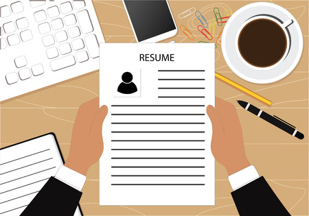 A person (businessman) looks at his office. Staff recruitment, personnel searchのイラスト素材