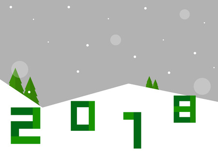 2018 on a snowy mountain.のイラスト素材