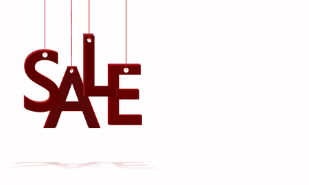 Hanging labels with the word "sale" on a white background. Shares and offer. Business & Financeのイラスト素材