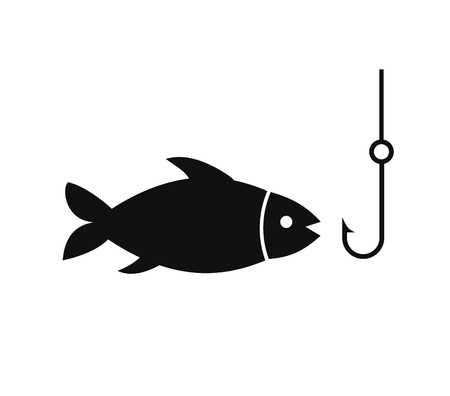 Fishing a fish and lure art icon for apps and websites.のイラスト素材