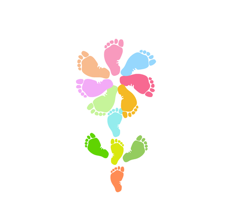 Abstraction of a flower from a children's footprint. Children are the flowers of life.のイラスト素材