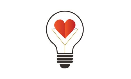 Lamp with a heart. The concept of love. Vector illustration. Icon.のイラスト素材