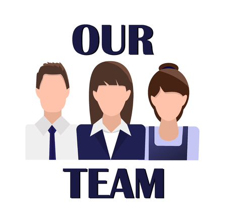 Flat design banner of Our Team for website and mobile website with text our team and free space for your text. Modern vector illustration concept, isolated on white background.のイラスト素材