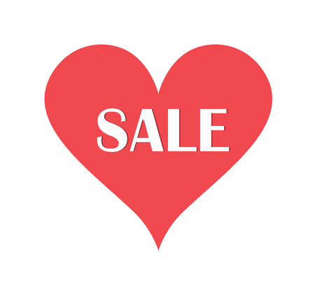 Sale sign (discount, percent) from love heart on Valentines Day. Vector backgroundのイラスト素材