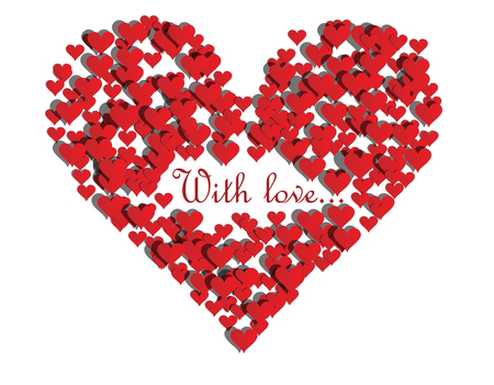 Red hearts background with text With love and free blank space for your text. Valentines Day vector backgroundのイラスト素材