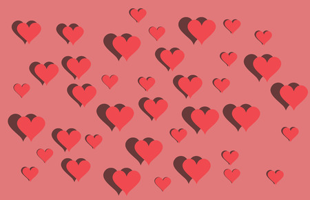 Red hearts background. Valentines Day vector backgroundのイラスト素材