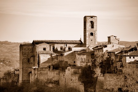 An example of the Tuscan medieval architecture in Tuscanyの写真素材