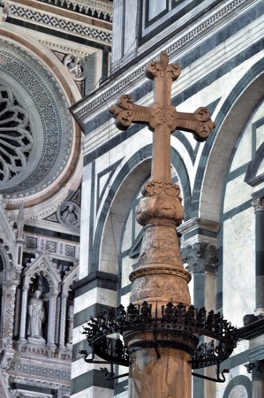 Ancient monument in freont of the Dome, next to the baptistere, in Florenceの写真素材