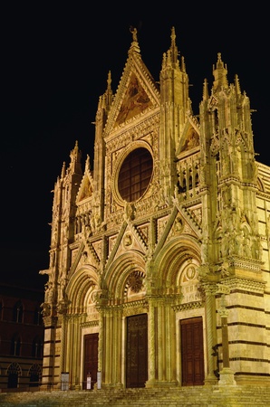 Siena Cathedral (Duomo di Siena), Italy at nightの写真素材