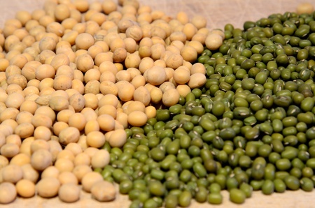 A close up os colored dry soya beansの写真素材