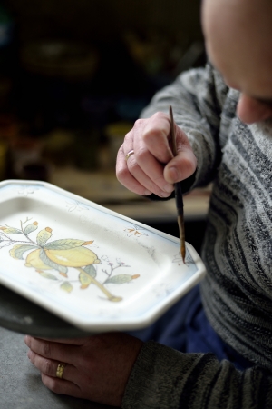 Traditional art of pottery's decoration in Tuscanyの写真素材