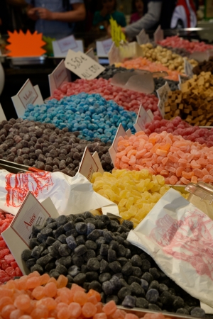 A choice of tastefully and colored candiesのeditorial素材