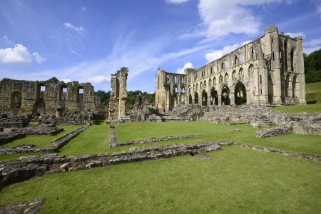 Rievaulx Abbey is a former Cistercian abbey in Rievaulx, near Helmsley in the North York Moors National Parkの写真素材