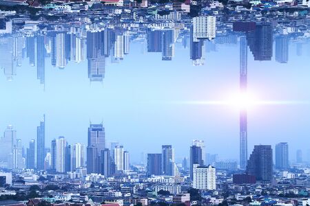Bangkok Upside down city in inception Sci-fi futuristic fantasy effect style, Sci-fi Concept cityの写真素材