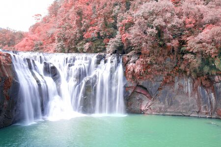 Beautiful Shifen waterfall nature scenery located in Pingxi District Taiwanの写真素材
