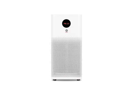 Air purifier with filter for cleaner removing fine dust PM2.5 isolated on white backgroundの写真素材