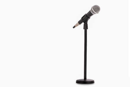 microphone  with stand isolated on white backgroundの写真素材