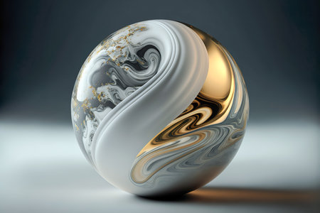 Abstract marble ball wallpaper background , luxury marble texture gold and white , Generative Aiの素材