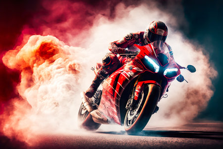Extreme athlete Sport Motorcycles Raceing on race track , Generative Aiの素材