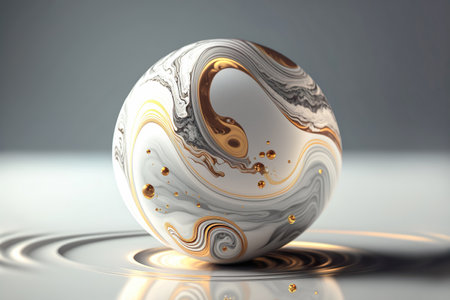 Abstract marble ball wallpaper background , luxury marble texture gold and white , Generative Aiの素材