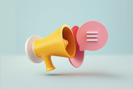 3D megaphone speaker icon background , 3d icon vector render illustration , generative aiの素材
