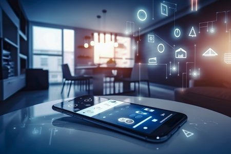 Modern smart home management system using augmented reality , Smart building , The smart home is isolated background , Generate Aiの素材
