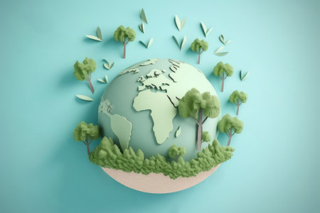 Paper Art , World environment and earth day concept , Green planet environmental protection , Save the planet , Generate Aiの素材