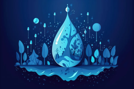 Paper art , Saving water and world environmental day , Environmental protection and save earth water , Ecology and world water day , Generate Aiの素材