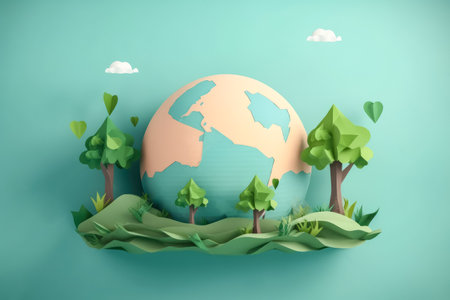 Paper Art , World environment and earth day concept , Green planet environmental protection , Save the planet , Generate Aiの素材