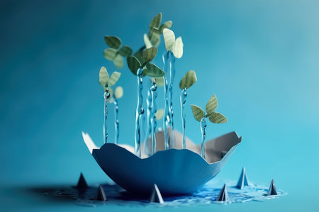 Ecology and world water day , Saving water and world Environment day, environmental protection and save earth water , Created with generative AIの素材