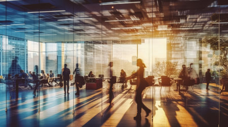 Blurred business people in a coworking space or office space , Generative Ai Technologyの素材
