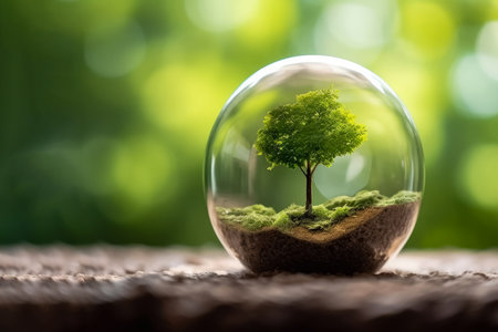 Business investment growth and interest concept , Small plant growing in glass , Created with Generative Ai Technologyの素材