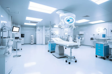 Modern equipment hospital interior in operating room , Medical devices , Created with Generate Ai Technologyの素材