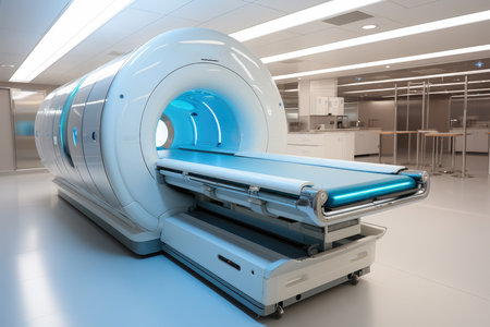 CT Scan Device in Hospital , Medical CT or MRI Medical Equipment and Health Care , Magnetic Resonance Imaging Machine , Created with generative AIの素材