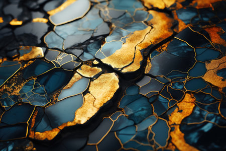 Abstract marble wallpaper background , luxury marble texture gold and blue tone , Created with Generative Ai Technologyの素材