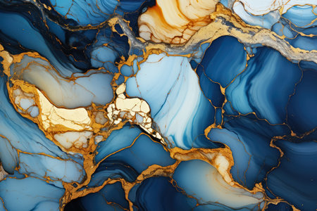 Abstract marble wallpaper background , luxury marble texture gold and blue tone , Created with Generative Ai Technologyの素材