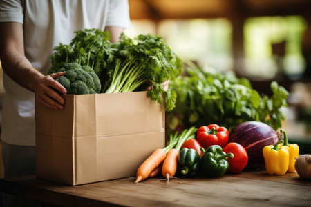 Special delivery shopping vegetables , fruits , grocery shopping bag for healthyの素材
