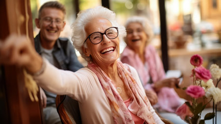 Group of Senior having fun together time with friends , Happiness retirement senior group friendsの素材