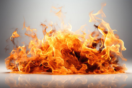 Fire flames isolated on a white backgroundの素材